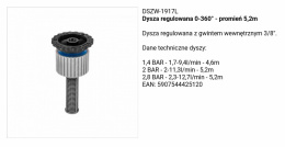Dysza Regulowana 0-360*520cm 12,7l/m DSZW-1917l