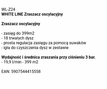 PCV Zraszacz Oscylacyjny kompaktowy 399m/2 WL-Z24