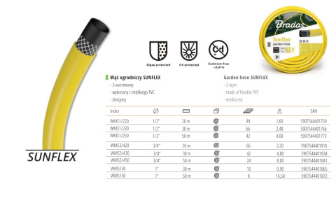 Wąż ogrodowy Sunflex 1/2"x 50m/b WMS1/250