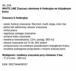 Zraszacz 6-Funkcyjny 380m2 3-Kolce WL-Z04