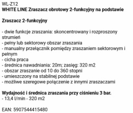 Zraszacz Oobrotowy 2-Funkcyny 320m/2 WL-Z12