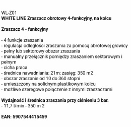 Zraszacz obrotowy 4-Funkcyjny 350m2 1-Kolec WL-Z01