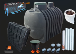 Kompletna Oczyszczalnia 4000L 16 Tuneli (150L) AQUABIN 2x8tuneli