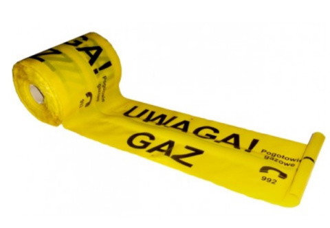 Taśma Ostrzegawcza bez wkładki "GAZ" 100m/b