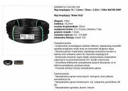 Wąż Kroplujący 16mm/33cm/2,5l/h 200m DSWWD161130-250-200