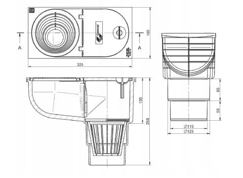 Osadnik rynny Grafit dolny