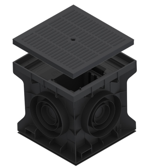 Studnia plastikowa 300x300 pokrywa pełna plastikowa czarna kl. A15
